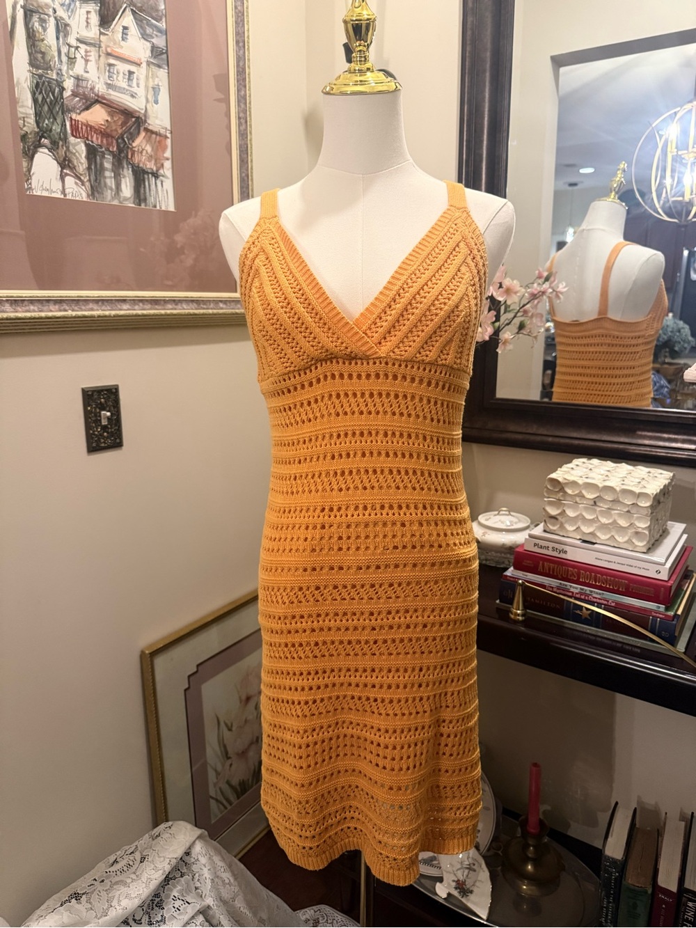Casa Cabana Peach Crochet Slip Dress